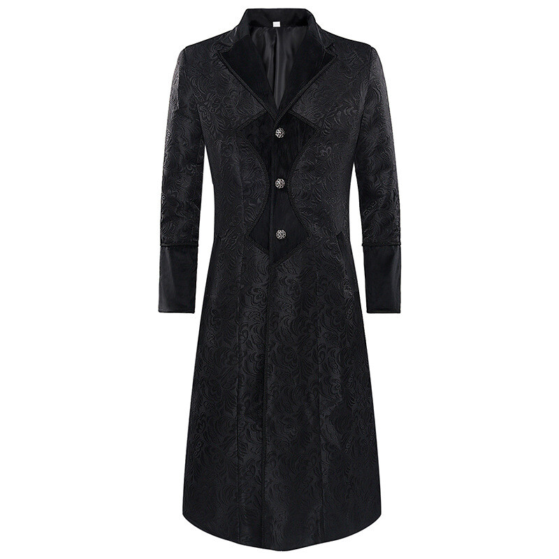 Mens Jacket Steampunk Tailcoat Black Gothic Victorian Coat Retro Uniform Outwear