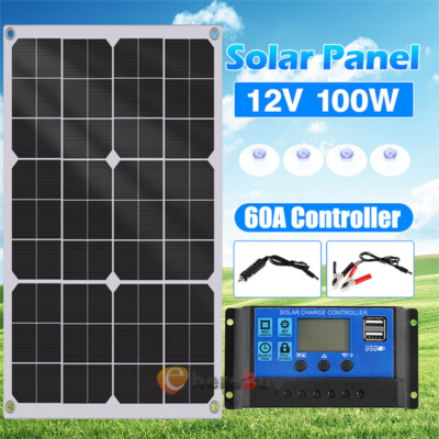 6000W Inverter Solar Panel Kit Solar Power Generator 100A Home 110V Grid System