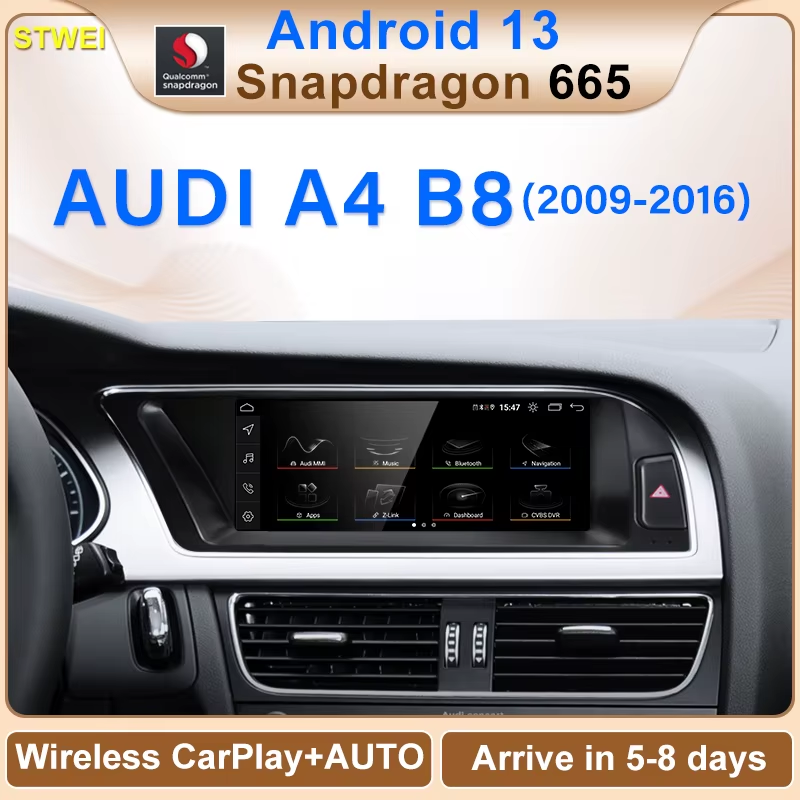 NEW UI Snapdragon665 8.8inch Android13 Wireless Carplay AUTO For AUDI A4 S4 B8 C