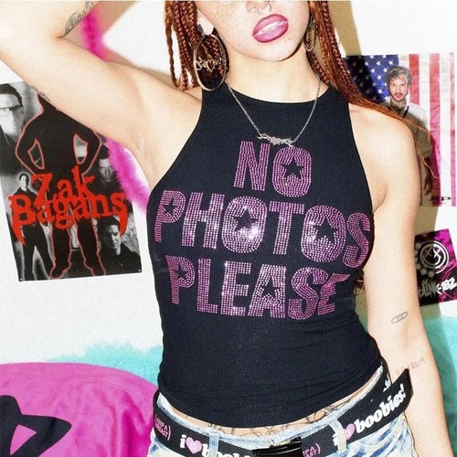Y2K PINK RHINESTONE TANK TOP CROP 2000S MCBLING STARS ALT Y2K PINK RHINESTONE TANK TOP CROP 2000S MCBLING STARS ALT