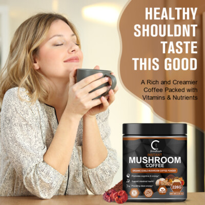 Organic Mushroom Coffee Powder Support Brain Health Promotes Cognitive & Energy