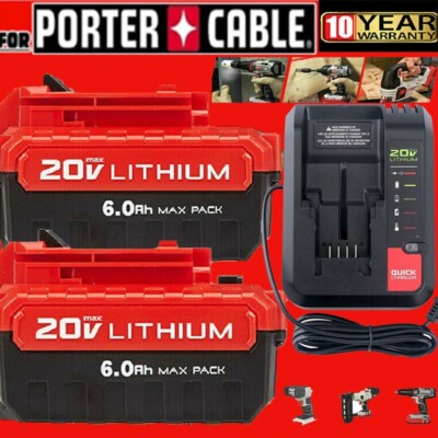 For PORTER CABLE 20V 20 Volt Lithium Battery Charger Max PCC680L PCC685L 6.0Ah