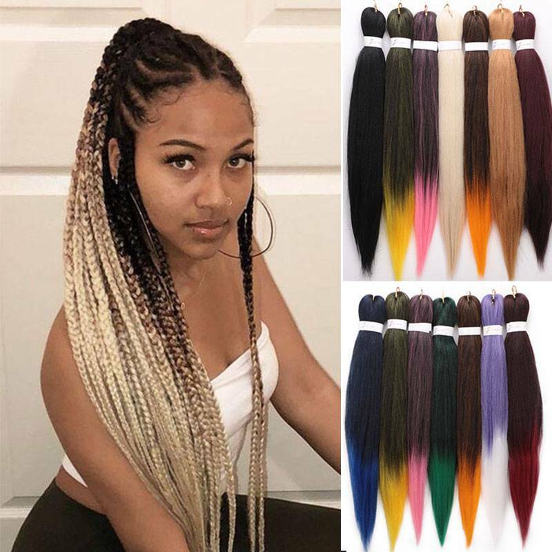 Ombre Colored Pre stretched Braiding Hair Extensions Synthetic Box