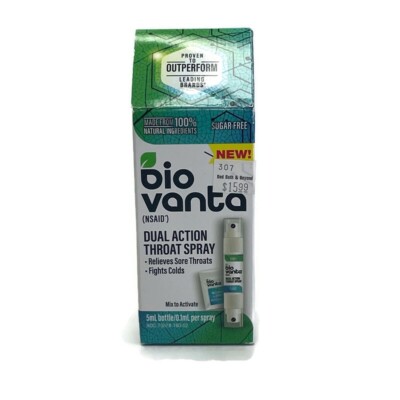 Biovanta Throat Spray for Cold and Sore Throat Dual Action 5ml Cepacol EXP 12/23