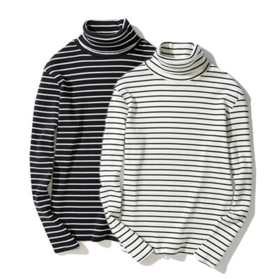 Herren Langärmelig Gestreift Rollkragen TShirt Slim Fit Pullover Hemd Tops Plus