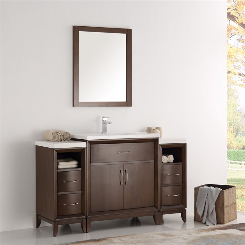Cambridge 54"Antique Coffee Traditional Bathroom Vanity & Mirror