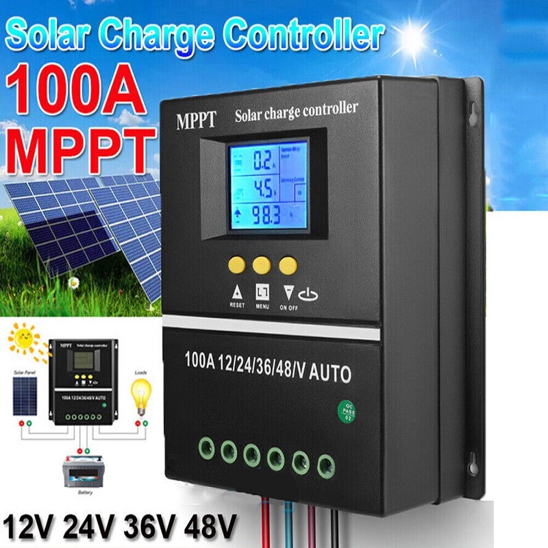 100A MPPT Solar Charge Controller 12V 24V 36V 48V PV Battery Regulator Dual USB