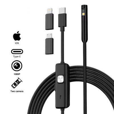 For Android iOS iPhone 16/15/14/13 Dual Lends Inspection Camera Endoscope 1080P