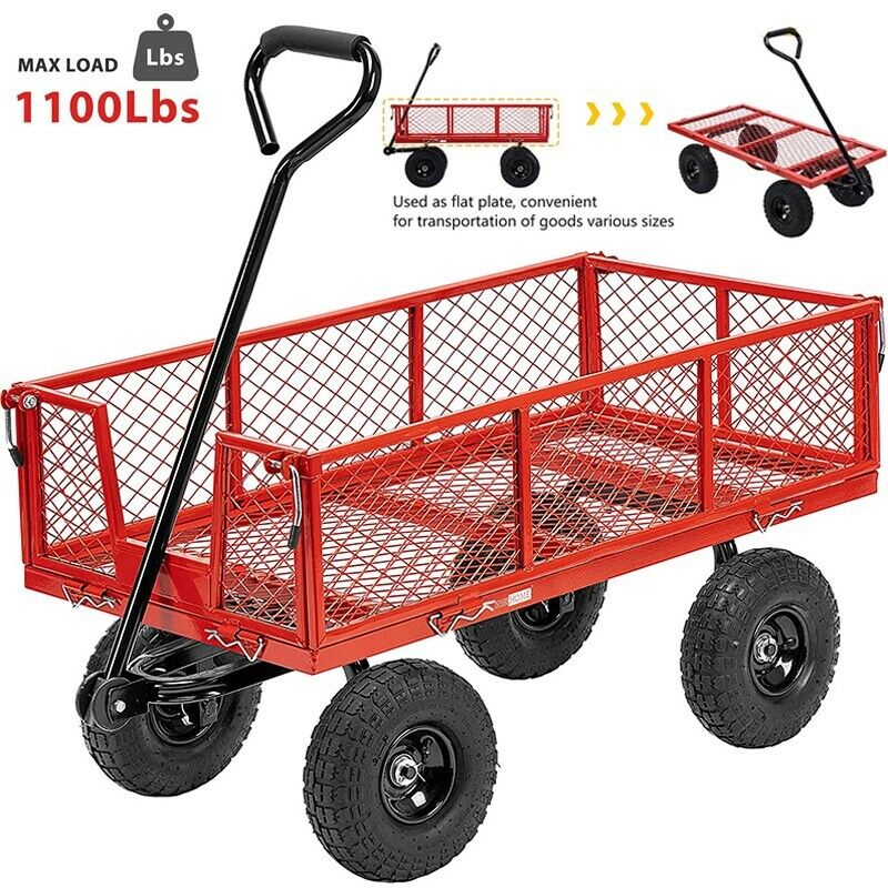 1100lbs Steel Garden Cart Folding Utility Wagon Heavy Duty w