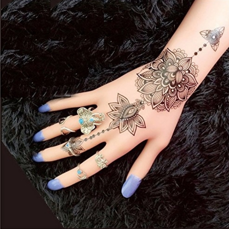 Temporary Tattoo Set - Mandala Lotus Flower Henna Tribal Sexy Body Art Womens