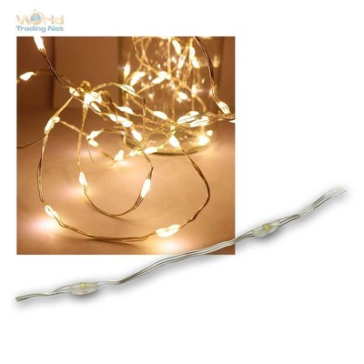 Silberdraht Lichterkette, 240 Micro-LED warmweiß IP44 Außen-Lichtkette sehr dünn