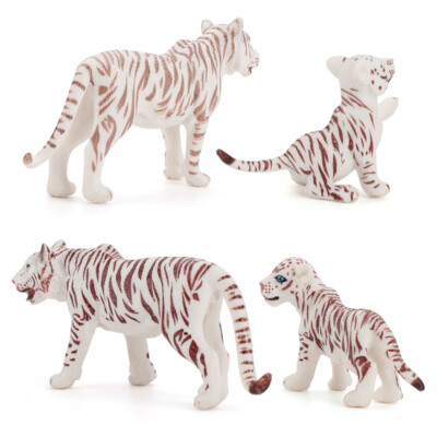 4Pack Retired Schleich White Tiger Family Toys Animal Model With Tag Figure