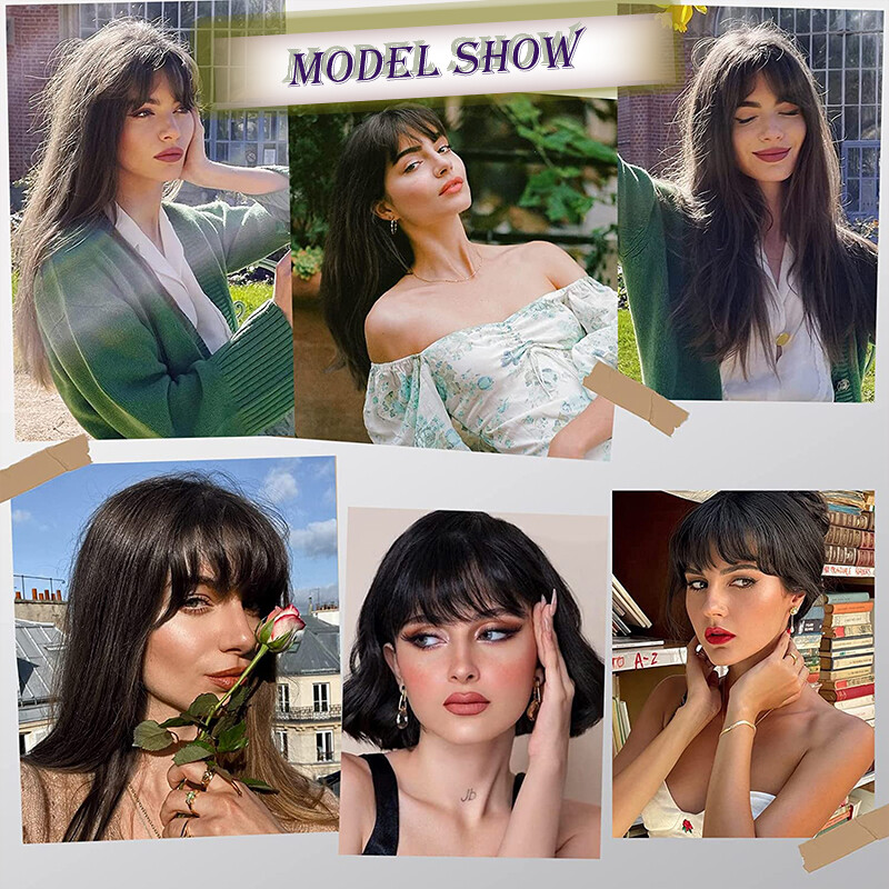 Neat Bangs Clip in on Fringe Hair Extensions Thick Thin As Human Front Hairpiece