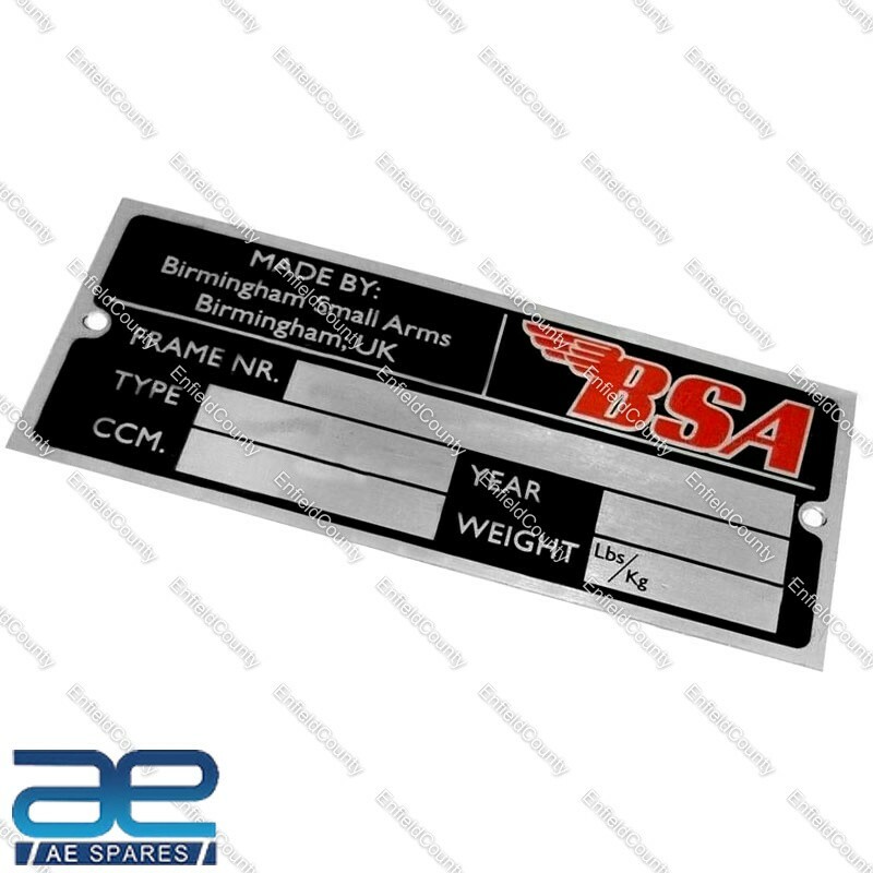 BSA DATA PLATE GOLD STAR BSA A50 A65 A75 SPITFIRE VICTOR ROCKET 3  
