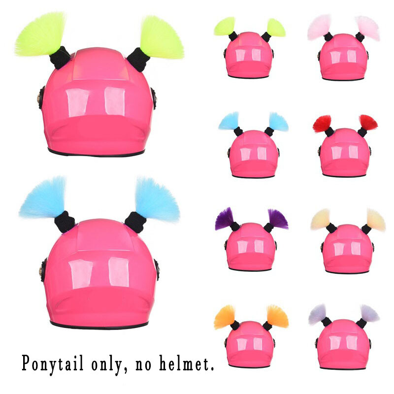 1 Pair Helmet Decor Short Braid Hair Ponytail Wig Pigtail Motorcycle Bike Ski