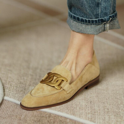 Tod's Women's Slip-on Flats Khaki Loafers Shoes