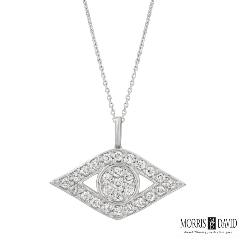 Pre-owned Morris 0.50 Carat Natural Diamond Eye Pendant Necklace 14k White Gold 18'' Chain