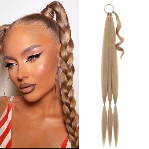 Long Real Thick Clip In Braiding Hair Extensions Pony Tail Wrap Around Ponytail