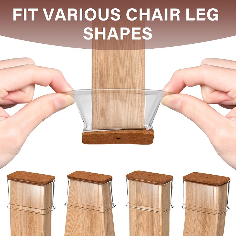 Upgraded Flexible Stable Quick-Install 24 Rectangular Chair Leg Floor Protectors