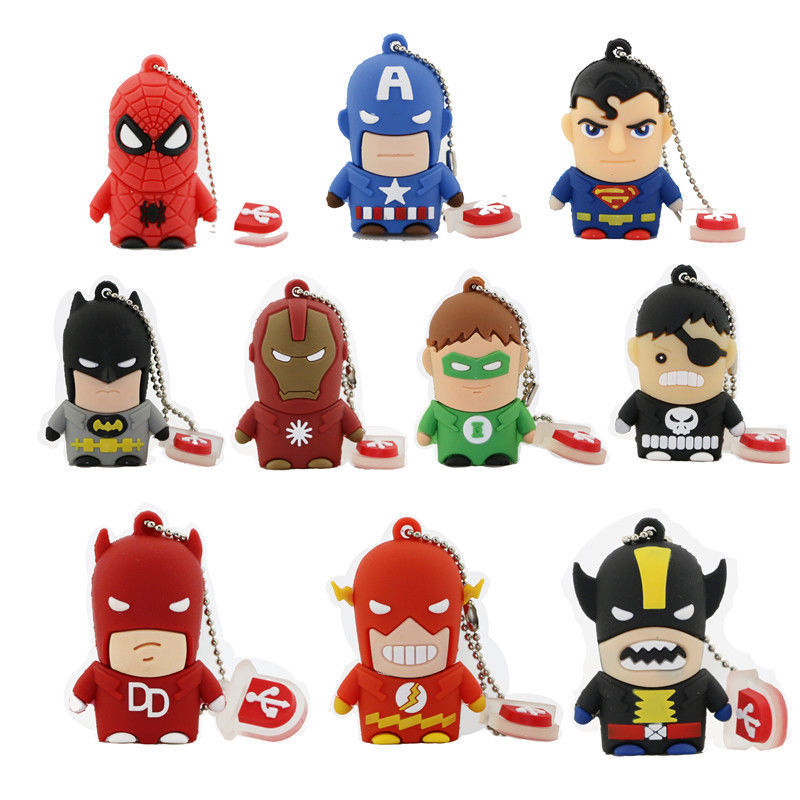 Super Hero alliance USB 2.0 Memory Stick Flash pen Drive 128MB 8GB 16GB BQ15