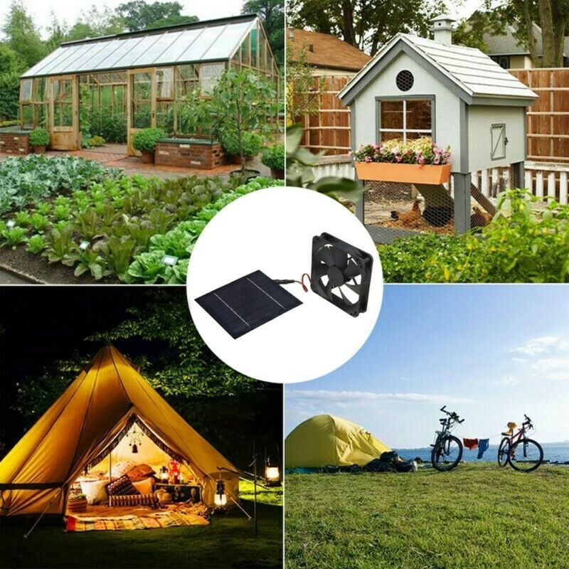 Solar Panel Powered Fan Mini Ventilator Exhaust Fan Greenhouse Motorhome House