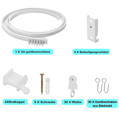 Gardinenschiene Vorhangschiene Biegbar gebogene Vorhangschiene 3/5M U-förmige DE