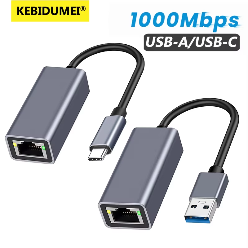 USB Type C Ethernet Adapter 100/1000Mbps USB 3.0 RJ45 Wired Network Card For PC