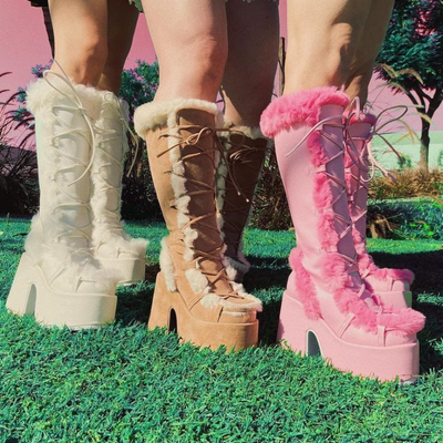 Hot pink platform clearance boots