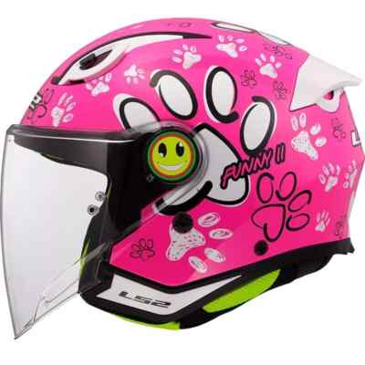 CASCO BIMBO LS2 OF622 FUNNY 2 PAWS PINK ROSA LUCIDO