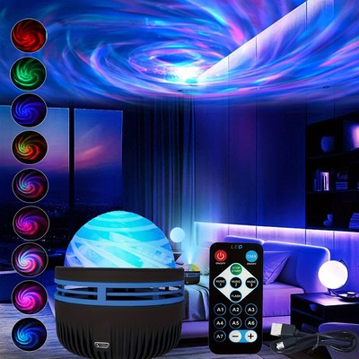 LED Northern Night Light Ocean Wave Aurora Galaxy Projector Lamp Colorful+Remote