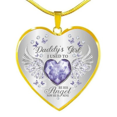 Daddy's Girl I Used To Be His Angel Now He IS Mine birthstone Necklace february