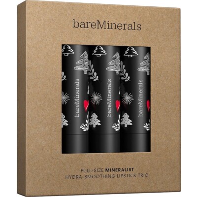 bare Minerals MINERALIST Full Size Lipstick Trio $60 Memory Purpose New Harmony