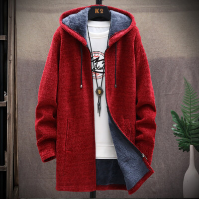 Men's Thick Warm Fleece Lined Hooded Hoodie Winter Zip Up Coat Jacket Sweatshirt