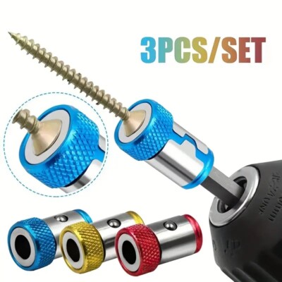 3pcs Magnetic Bit Holder Set - Non-Slip Alloy Electric Magnetic Ring Screwdriver