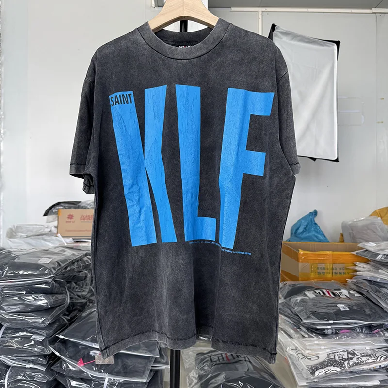 Saint Michael Saint KLF Cracked Print Mens T-Shirt Black