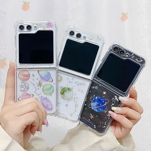 For Samsung Galaxy Z FLIP 3/4/5 Glitter Cosmic Planets Clear
