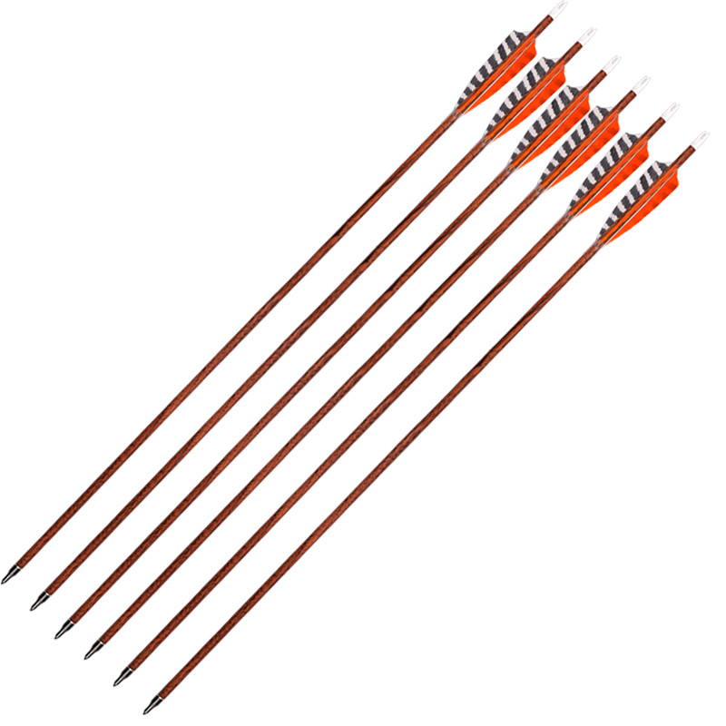 12X 30 inch Archery Wooden Arrows Turkey Feather Spine 400 For Adult Hunting HC