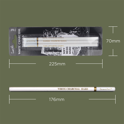 3pcs White Sketch Charcoal Pencils for Sketching Painting Drawing