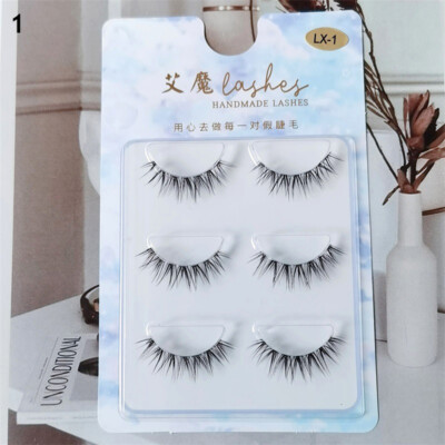 3 Pairs False Eyelashes Mink Natural Extension Black Makeup 3D Black Soft Lashes