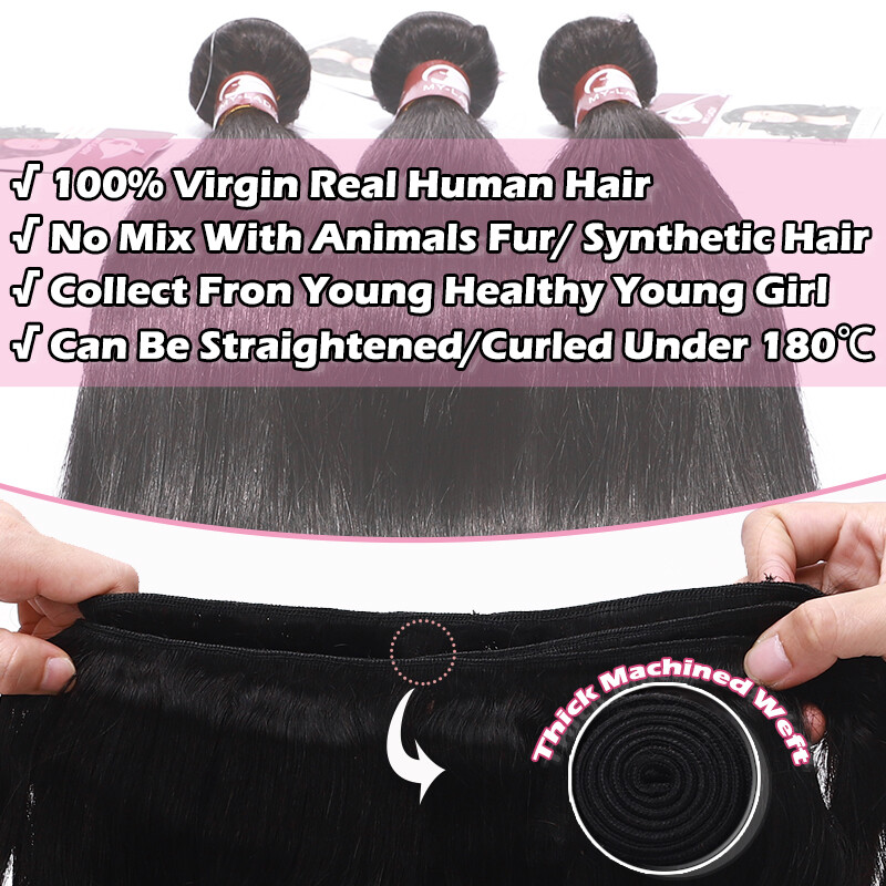 Sew In Virgin Human Hair Extensions Bundles Weft Real Remy Weaves Double Weft