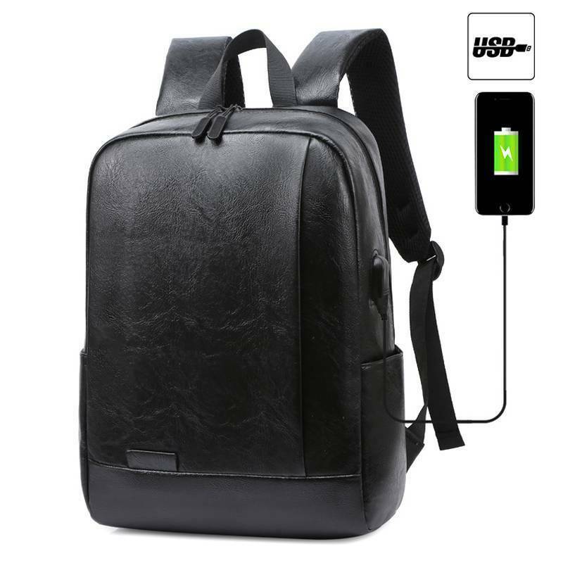 Pu Leather Usb Charge Port Rucksack Shoulder Bag