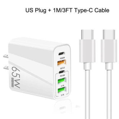 65W GAN Charger USB Type C Charger Phone Charger For Xiaomi Android Cell Phone
