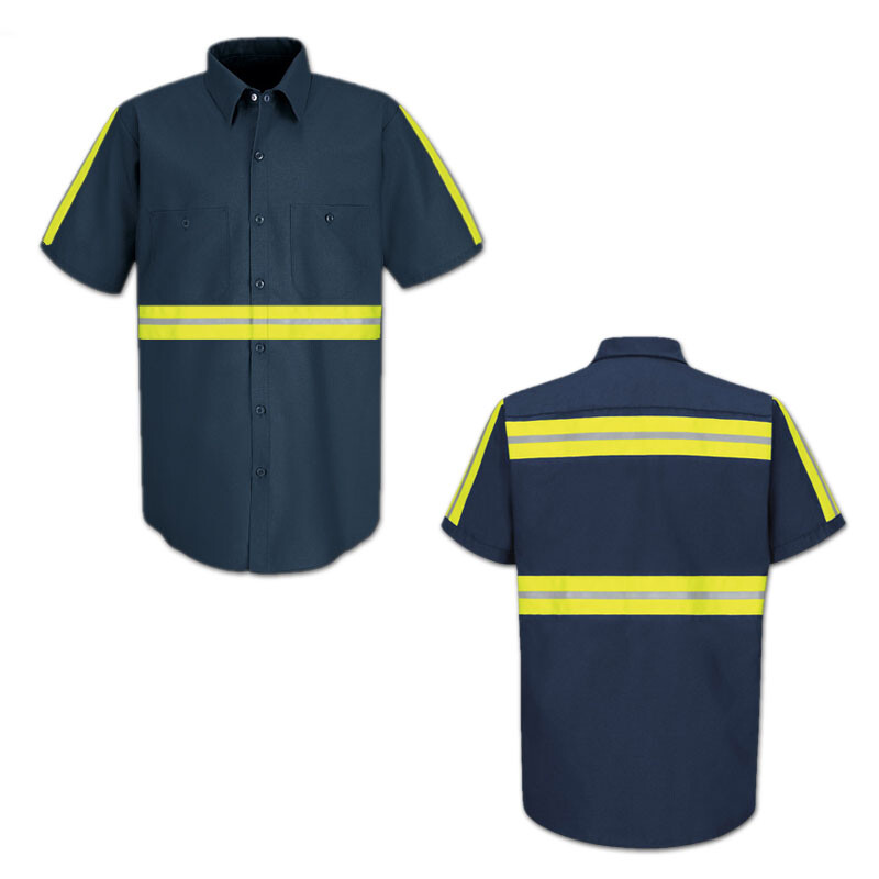 Red Kap Enhanced Visibility Hi Vis Reflective Safety Work Towing Uniform Shirts 