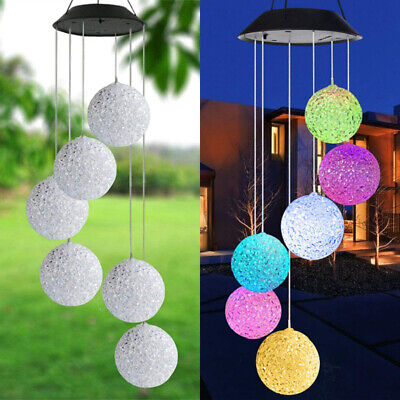 Solar Wind Chimes Lights LED Balls Color Changing Hanging Lamp Garden Home Decor