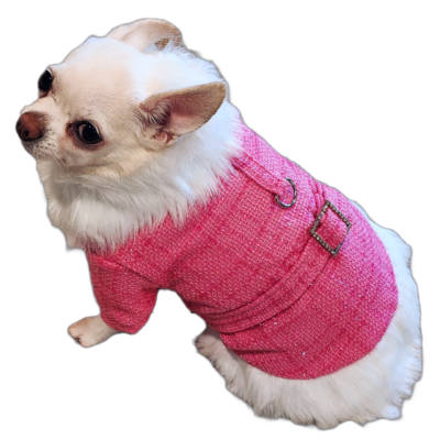 Dog Coat Dog Coat Dog clothes Chihuahua FAUX FUR PINK DAZZLE puppy coat XS or L