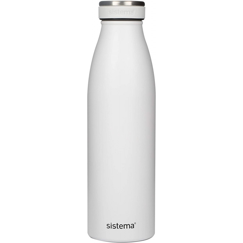SISTEMA Water Bottle White Metal Stainless Steel Camping Container Coffee [NEW]