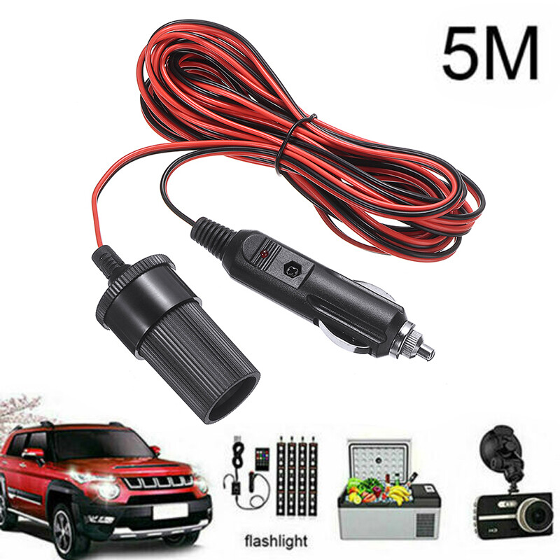 12V 5M Car Cigarette Lighter Extension Cable Power Adapter P