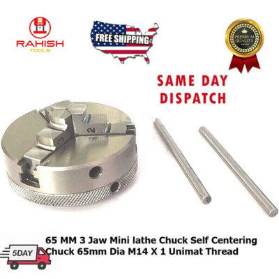 Mini lathe Chuck  3 Jaw 65mm Self Centering Chuck Dia. M14 X 1 Unimat Thread USA