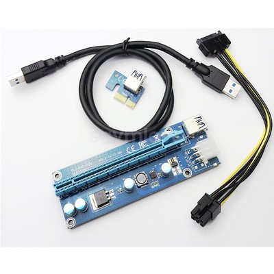 6pcs USB 3.0 Pcie PCI-E Express 1x To 16x Extender Riser Card Adapter BTC Cable