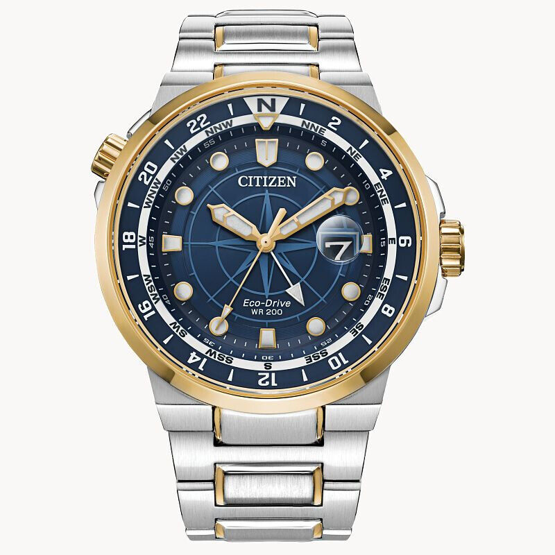 Pre-owned Citizen Eco Drive Man's Endeavour Luxury Sport Blue Dial Watch Bj7144-52l